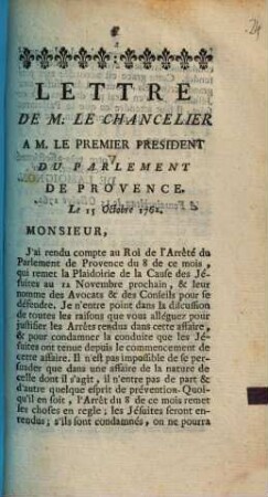 Arrest De La Cour Du Parlement De Provence : Du 21 Janvier 1763. Extrait Des Registres Du Parlement