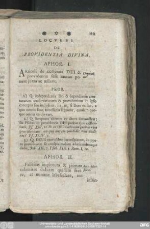Locus VI. De Providentia Divina.