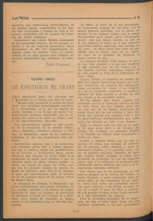 Teatro lírico : Los espectáculos del coliseo