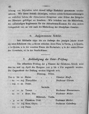 6. Aufgenommene Schüler.