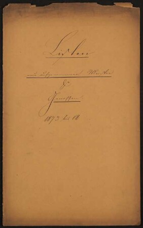 Umschlag "Listen neu aufgenommener Meister & Genossen 1873 bis 18[76]"