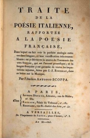 Traité de la poésie italienne ...