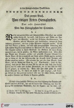 Das erste Hauptstueck: Von den Hieroglyphen der Colonien