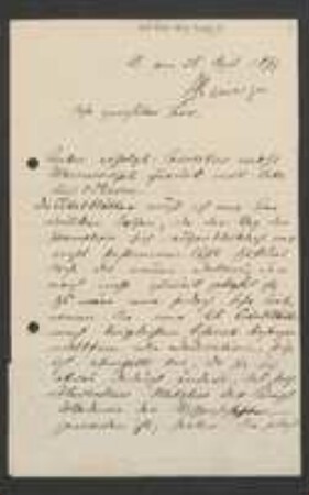 Brief von Carl Anton Henniger an Unbekannt