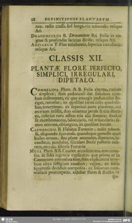 Classis XII. Plantae Flore Perfecto, Irregulari, Simplici, Dipetalo