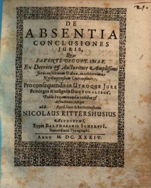 De Absentia Conclusiones Iuris