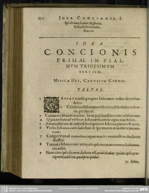 Idea Concionis Primae In Psalmum Trigesimum Tertium