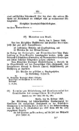Termine zur Absolvierung des Seminarcursus der Candidaten des evangelischen Predigtamts : [IV. Seminarien, Bildung der Lehrer und deren persönliche Verhältnisse]
