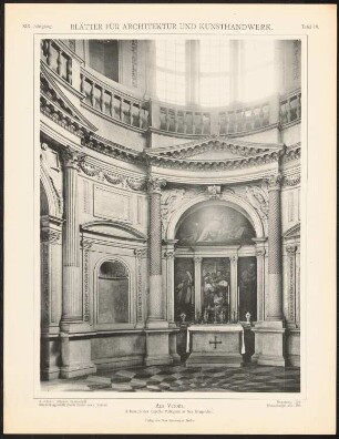 San Bernardino, Verona Cappella Pellegrini: Innenansicht Capella Pellegrini (aus: Blätter für Architektur und Kunsthandwerk, 19. Jg., 1906, Tafel 18)