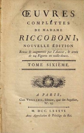 Oeuvres Complettes De Madame Riccoboni, 6