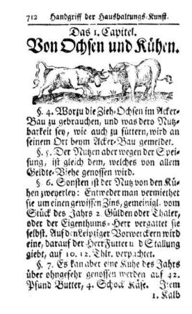 Das 1. Capitel. Von Ochsen und Kühen.