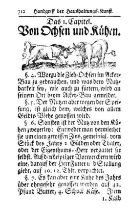 Das 1. Capitel. Von Ochsen und Kühen.