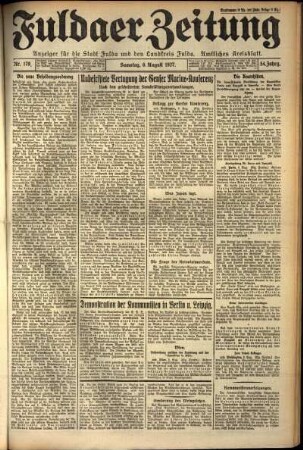 Ausgabe vom Samstag, den 06. August 1927.