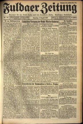 Ausgabe vom Samstag, den 06. August 1927.