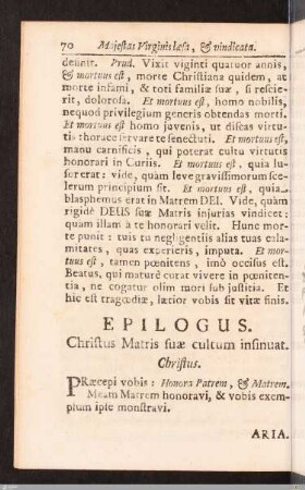 Epilogus. (Majestas Virginis laesa et vindicata)