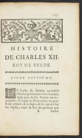 Histoire De Charles XII. Roy De Suede. Livre Septiéme.