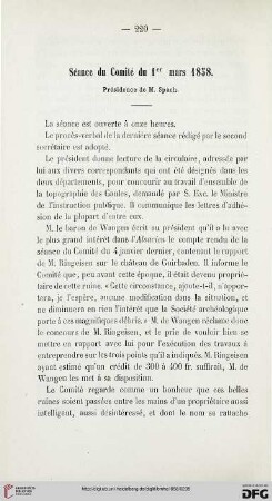 Séance du Comité du 1er mars 1858