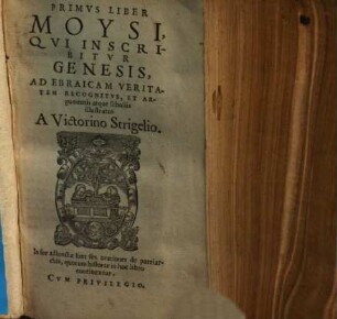 ... Liber Moysi : Ad Ebraicam Veritatem Recognitvs Et argumentis atque scholiis illustratus. 3., Qui inscribitur Leviticus