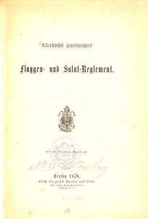 Allerhöchst genehmigtes Flaggen- und Salut-Reglement