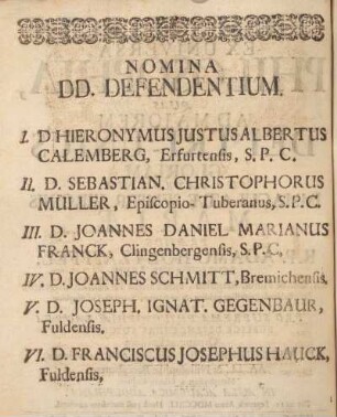 Nomina dd. defendentium.