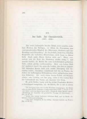 XII. Das Ende. Zur Charakteristik. (1897. 1898.)