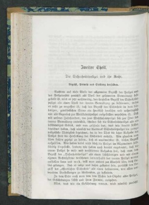 Zweiter Theil. Die Sicherheitspolizei und ihr Recht