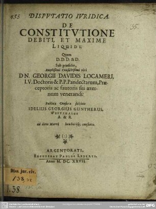 De constitutione debiti, et maxime liquidi