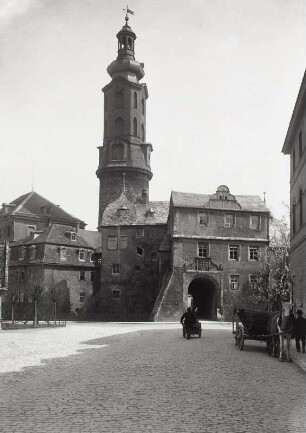 Weimar, Schloss : Weimar. Schloss, Bastille und Schlossturm. Ansicht von Südwesten