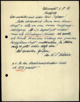 F. Stählin an Herr Professor