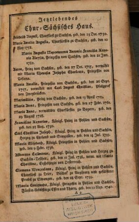 Churfürstlich-Sächsischer Hof- und Staatscalender. 1788