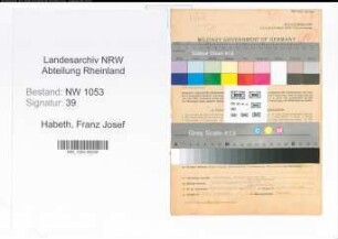 Entnazifizierung Franz Josef Habeth , geb. 24.09.1904 ()