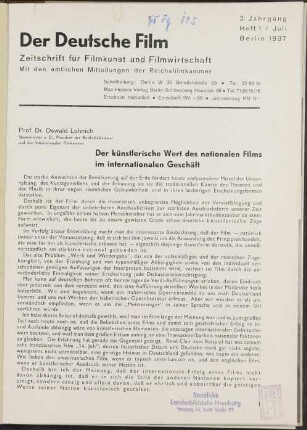 Der Deutsche Film - 1937-Jul: Der Deutsche Film - 1937-Jul