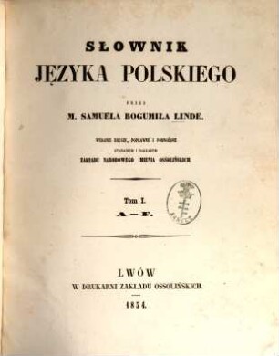 Słownik języka polskiego, 1. A - F