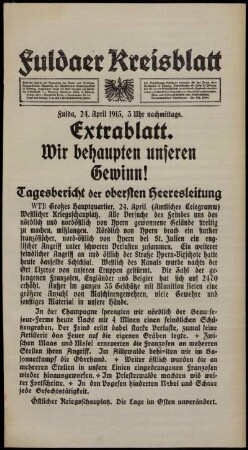 Ausgabe vom Samstag, den 24. April 1915.