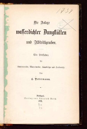 [1]: Ein Leitfaden für Gutsverwalter, Maurermeister, Hausbesitzer und Landwirthe