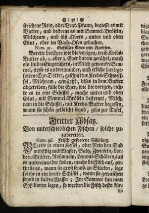 Dritter Absatz. Von unterschiedlichen Fischen / solche zuzubereiten.