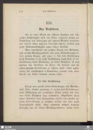 XIII. Das Versilbern