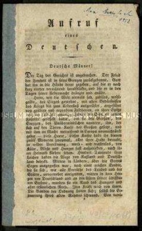 Aufruf zum Kampf gegen Napoleon
