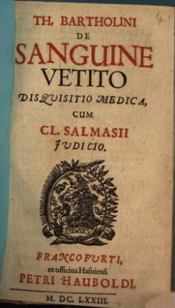 De sanguine vetito disquisitio medica : cum Cl. Salmasii iudicis