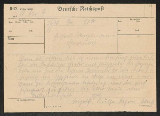 Brief von Ingolf Kuntze an Gerhart Hauptmann