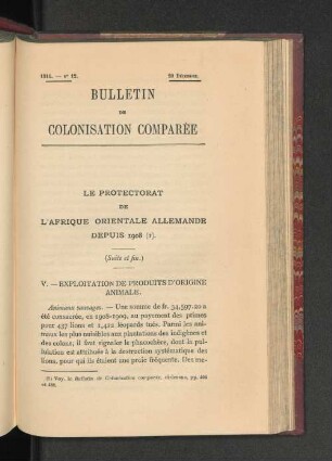 Le Protectorat De L'Afrique Orientale Allemande Depuis 1908.