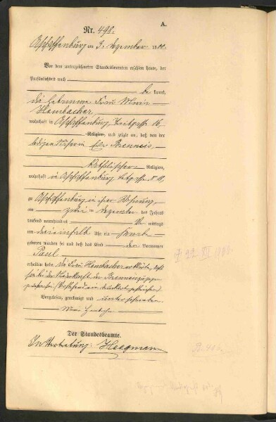Standesamtsbuch der Stadt Aschaffenburg: Geburten 365/1900 - 184/1901
