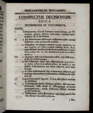 Conspectus Decisionum.