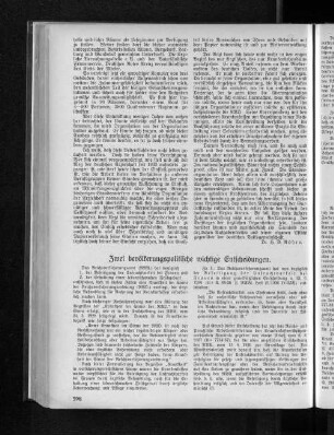 Zwei bevölkerungspolitische wichtige Entscheidungen
