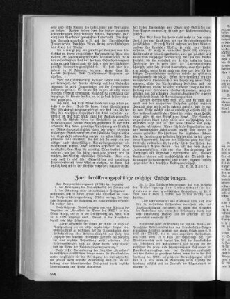 Zwei bevölkerungspolitische wichtige Entscheidungen