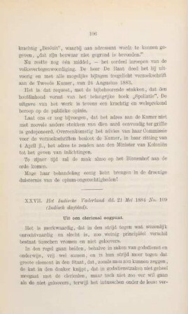 XXVII. Het Indische Vaderland dd. 21 mei 1884 no. 109 (Indisch dagblad). Uit een clericaal oogpunt