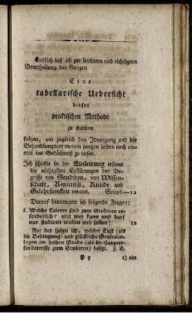 Eine tabellarische Uebersicht dieser praktischen Methode zu studiren.