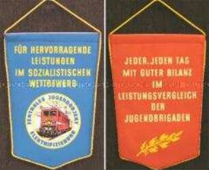 Wimpel der FDJ für hervorragende Leistungen bei der Streckenelektrifizierung der Deutschen Reichsbahn