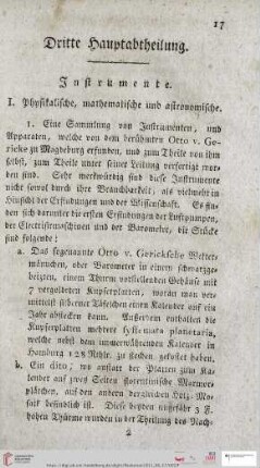 Dritte Hauptabtheilung. Instrumente (Nr. 1 - 318)