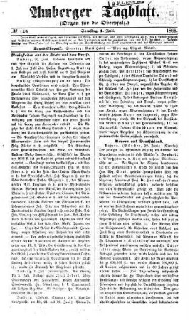 Amberger Tagblatt : Amtsblatt für Stadt und Land ; Bezirksamtsblatt ; amtliches Publikationsorgan des Stadtrates, Landgerichtes, Finanzamtes Amberg, der Amtsgerichte Amberg und Vilseck sowie deren Notariate. 1865,7/12